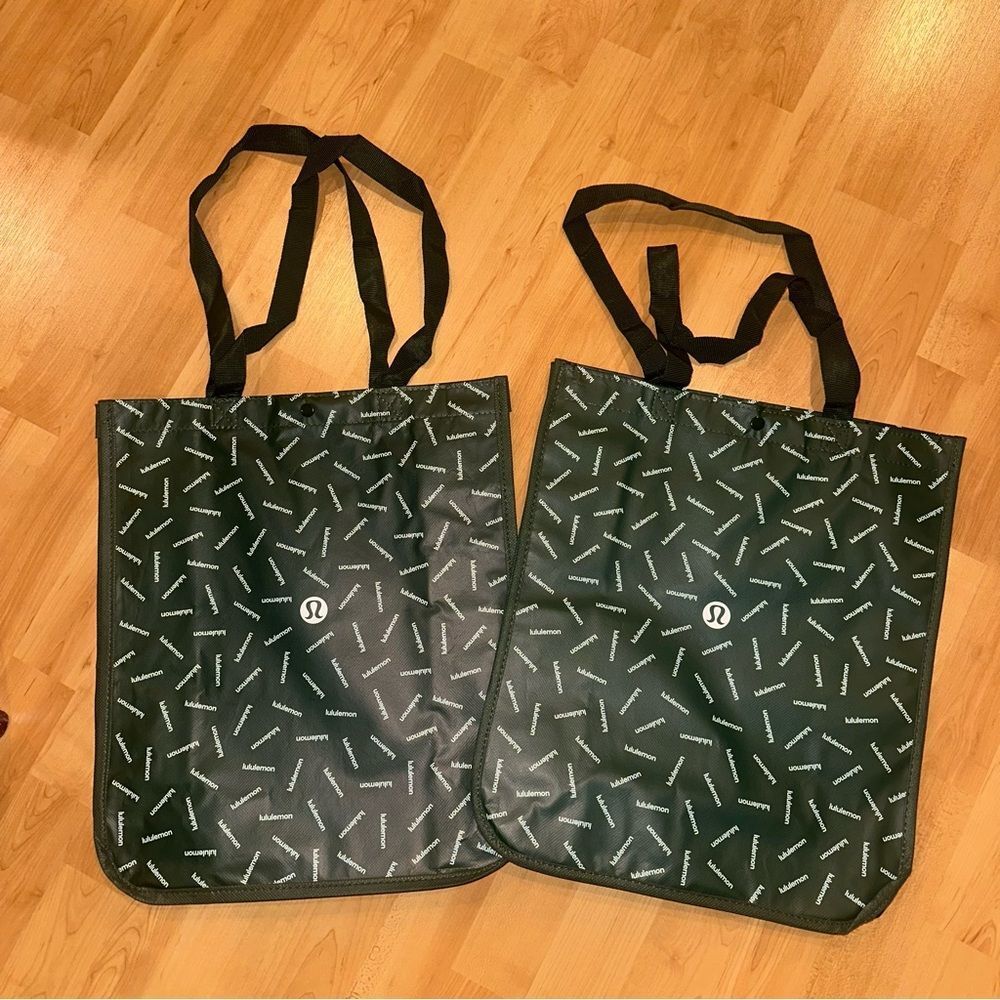 NEW 2 Lululemon Large Holiday Reusable Shopping Gift Bag Tote - Green/ Teal